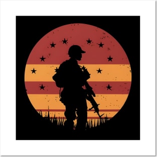 American Soldier Vintage Sunset Posters and Art